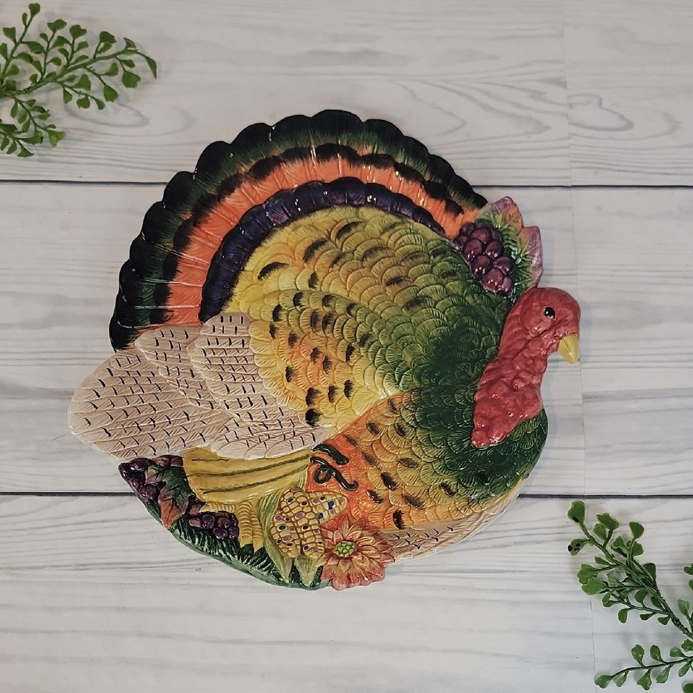 Fitz & Floyd Harvest Heritage Ceramic Turkey Wall Decor Platter or Plate